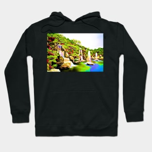 Azalea Waterfall Garden Green Aesthetic Retro Landscape Hoodie